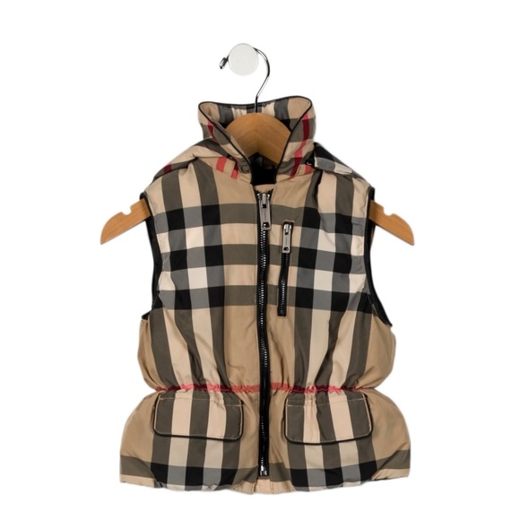 Burberry Girls Archive Beige Molly Hooded Puffer Vest Jacket - Picture 3 of 8